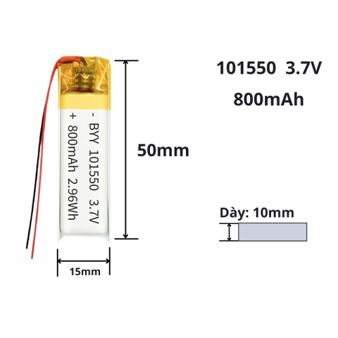 Pin sạc Lipo 3.7V 800mAh 101550