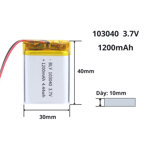 Pin sạc Lipo 3.7V 1200mAh 103040
