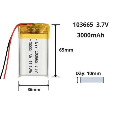 Pin sạc Lipo 3.7V 3000mAh 103665