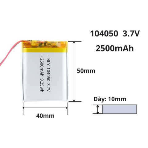 Pin sạc Lipo 3.7V 2500mAh 104050 / 984050