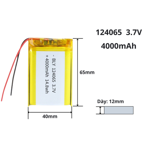 Pin sạc Lipo 3.7V 4000mAh 124065