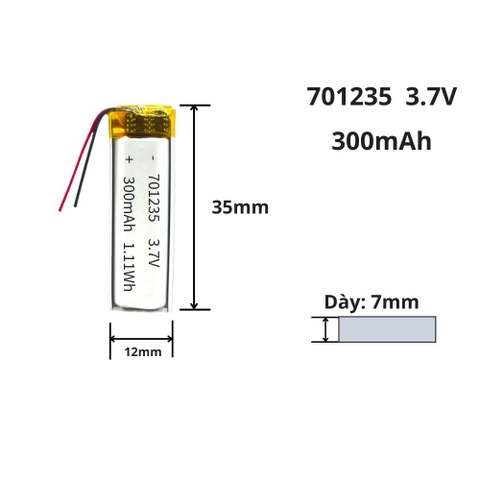 Pin sạc Lipo 3.7V 300mAh 701235