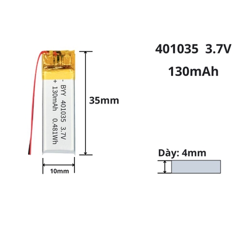Pin sạc Lipo 3.7V 130mAh 401035