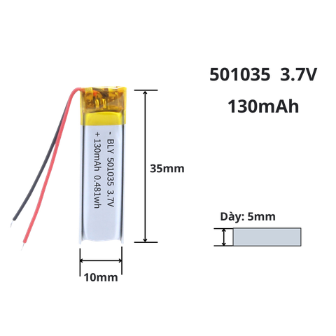Pin sạc Lipo 3.7V 130mAh 501035