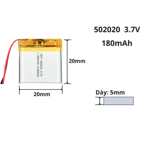 Pin sạc Lipo 3.7V 180mAh 502020