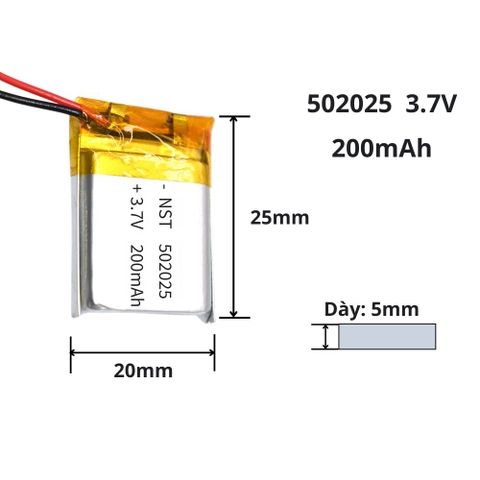 Pin sạc Lipo 3.7V 200mAh 502025