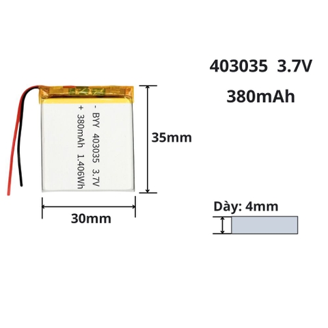 Pin sạc Lipo 3.7V 380mAh 403035