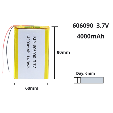 Pin sạc Lipo 3.7V 4000mAh 606090