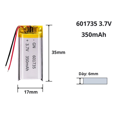 Pin sạc Lipo 3.7V 350mAh 601735