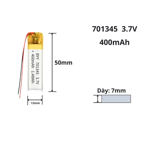 Pin sạc Lipo 3.7V 400mAh 701345 / 661345