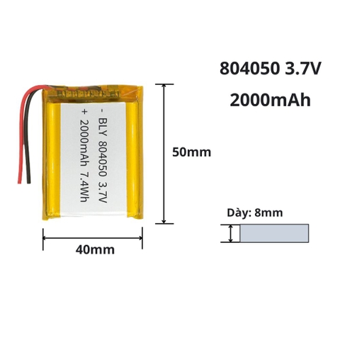 Pin sạc Lipo 3.7V 2000mAh 804050