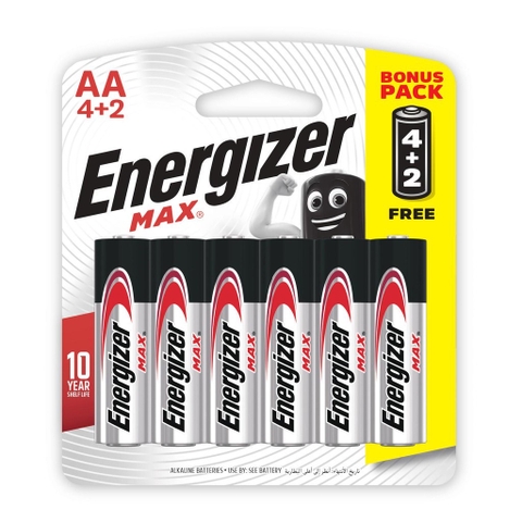 Pin kiềm AA ENERGIZER MAX E91 BP4+2 AA4+2 (VỈ 6 VIÊN)
