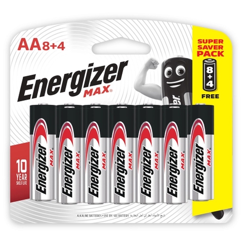 Pin kiềm AA ENERGIZER MAX E91 BP8+4 AA8+4 (VỈ 12 VIÊN)