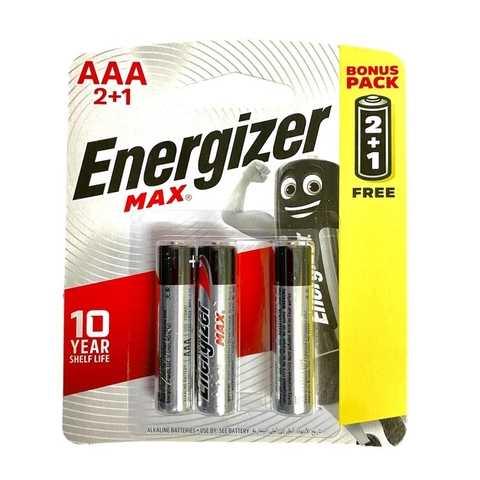 Pin kiềm AAA ENERGIZER MAX E92 BP2+1 AAA2+1 (VỈ 3 VIÊN)
