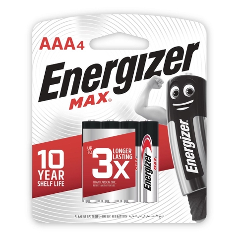 Pin kiềm AAA ENERGIZER MAX E92 BP4 AAA4 (VỈ 4 VIÊN)