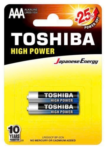 Pin kiềm AAA Toshiba Alkaline LR03GCP-2B (vỉ 2 viên)