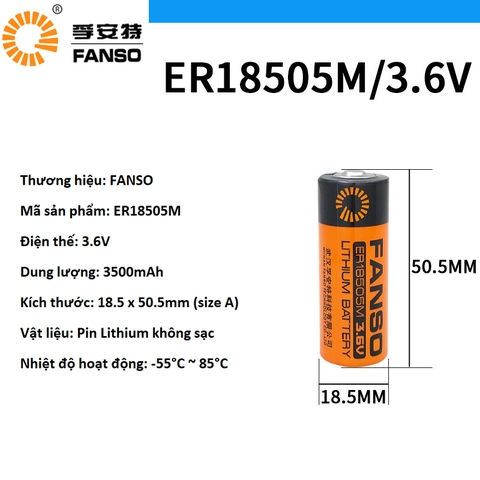Fanso ER18505M, Pin nuôi nguồn 3.6V 3500mAh
