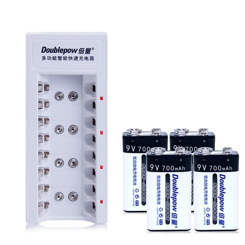 Combo 4 Pin sạc 9V Doublepow Lithium 700mAh kèm Sạc K08