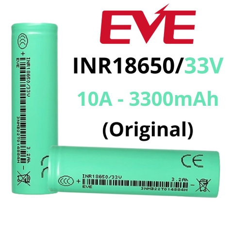 Pin sạc 18650 EVE INR18650/33V 3300mAh 3C 10A 3.6V