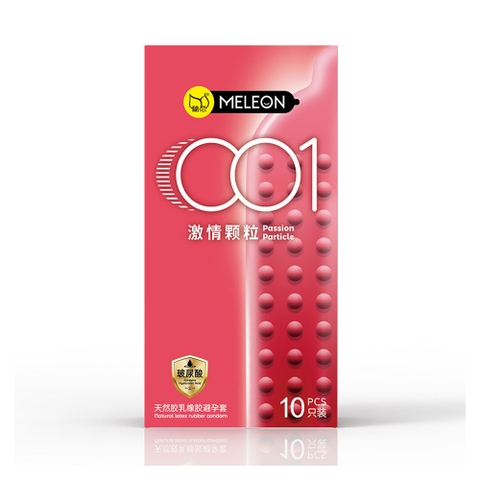 Bao cao su Meleon 001 Passion Particle hạt nổi kích thích hộp 10 cái