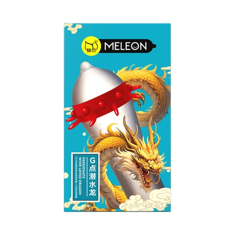 Bao cao su Meleon Dragon G-Spot Xanh Lam vòng bi gai hộp 2 cái