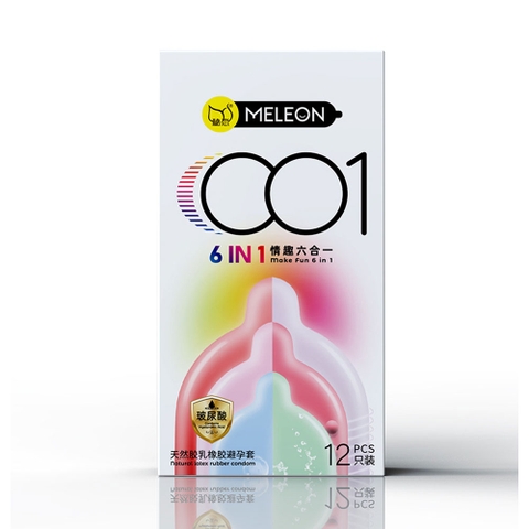 Bao cao su Meleon 001 6 In 1 combo mix hộp 12 cái