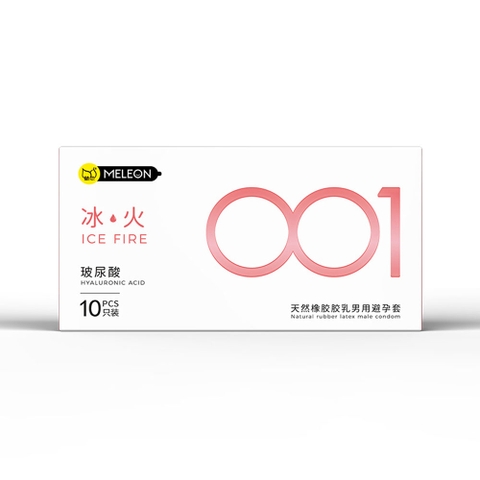 Bao cao su Meleon HA 001 Ice Fire siêu mỏng gel nóng lạnh hộp 10 cái