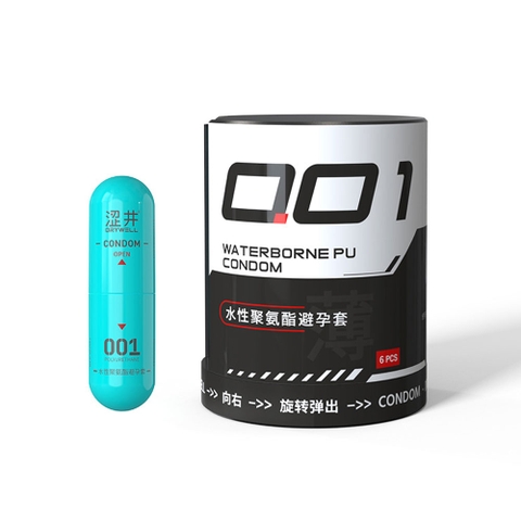 Bao cao su DryWell PU 001 Nude & Thin – Siêu mỏng tăng độ nhạy – Hộp 6 viên
