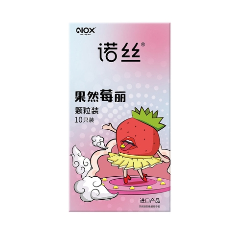 Bao cao su Nox Sure Enough Strawberry hương dâu hạt nổi hộp 10 cái