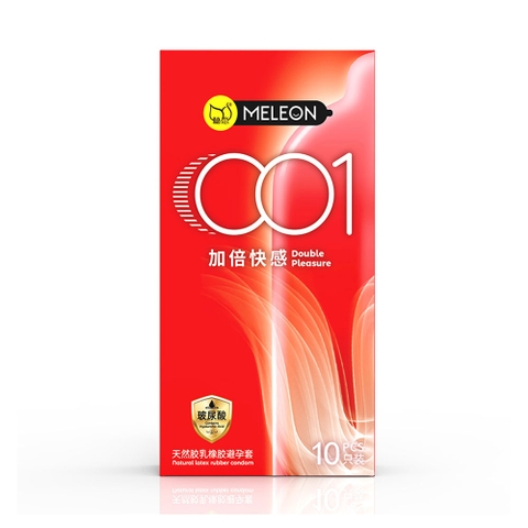 Bao cao su Meleon 001 Double Pleasure siêu mỏng nhiều gel hộp 10 cái
