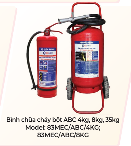 Bình chữa cháy bột ABC 4kg, 8kg, 35kg 83MEC