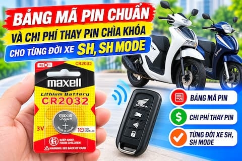 Bảng Mã Pin Chuẩn Và Chi Phí Thay Pin Chìa Khóa Cho Từng Đời Xe SH, SH Mode