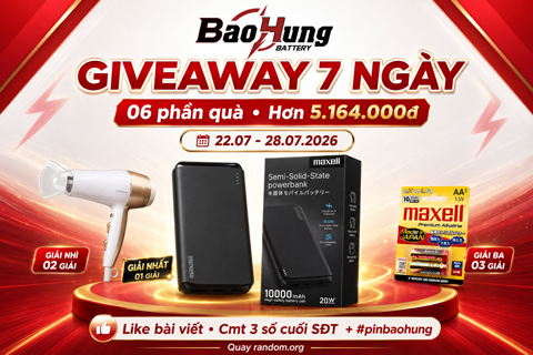 Giveaway Pin Bảo Hùng 2026 – 06 Phần Quà Hơn 5 Triệu