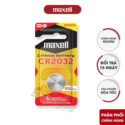 Pin Maxell CR2032 Lithium 3V (Vỉ 1 Viên) - Hàng Chính Hãng