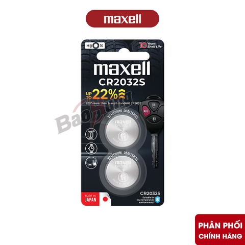 Pin Maxell CR2032S Lithium 3V (Vỉ 2 Viên) - Hàng Chính Hãng