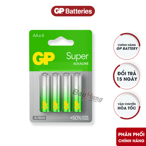 Pin GP Super Alkaline AA 1.5V (Vỉ 4 Viên) – Hàng Chính Hãng