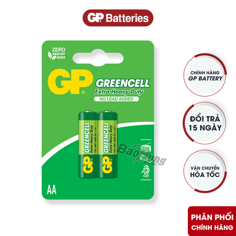 Pin GP Greencell AA 1.5V (Vỉ 2 Viên) – Hàng Chính Hãng