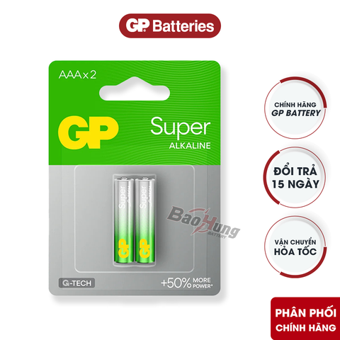 Pin GP Super Alkaline AAA 1.5V (Vỉ 2 Viên) – Hàng Chính Hãng