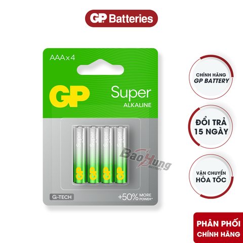 Pin GP Super Alkaline AAA 1.5V (Vỉ 4 Viên) – Hàng Chính Hãng