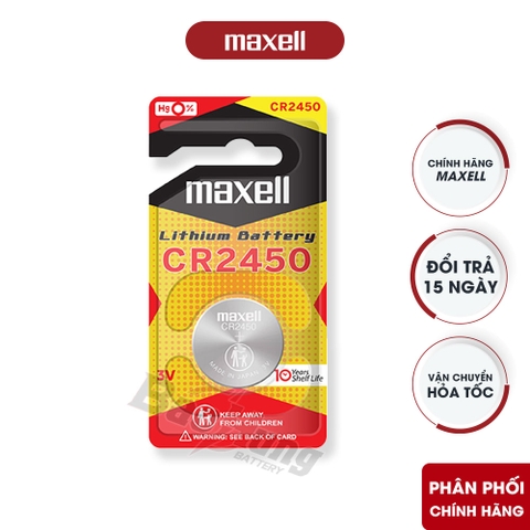 Pin Maxell CR2450 Lithium 3V (Vỉ 1 Viên) - Hàng Chính Hãng
