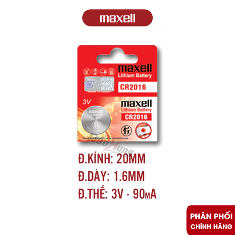Pin Maxell CR2016 Lithium 3V - Hàng Chính Hãng