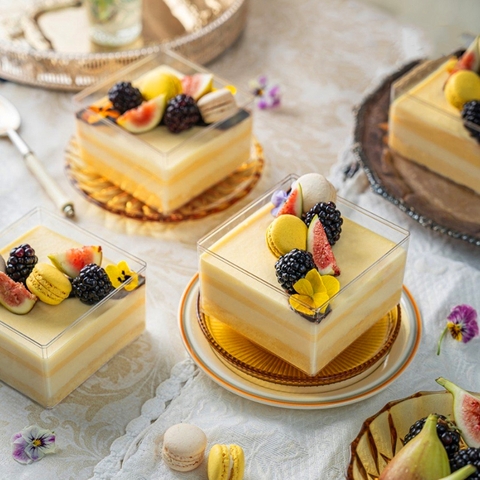 Hộp Nhựa 9560 Đựng Bánh Douyin, Bánh Lạnh, Mousse, Tiramisu, Cookie