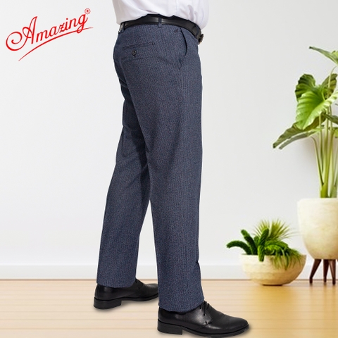Quần tây âu nam xám muối tiêu Amazing, bigsize đến 110kg, ống suông, dáng truyền thống không ly