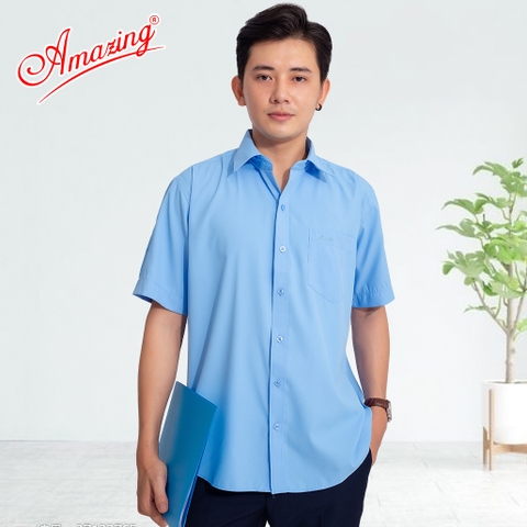 Áo Sơ Mi Nam Công Sở tay ngắn Amazing, vải kate silk mềm mướt, thấm hút mồ hôi, nhiều màu, form classic