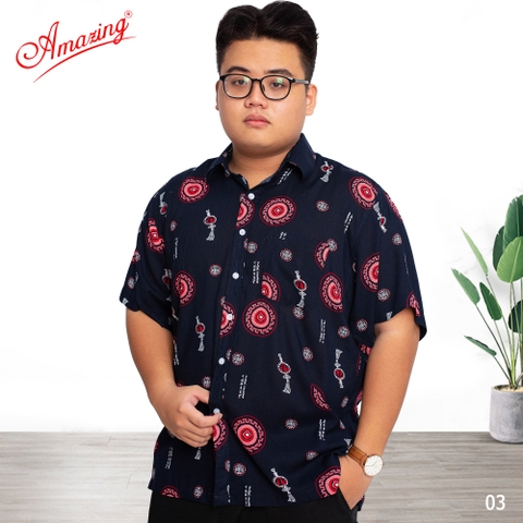 Áo họa tiết nam big size, cộc tay, form lớn, tà bằng, hoa văn dân gian cát tường, vải tole hút mồ hôi rất tốt, bigsize