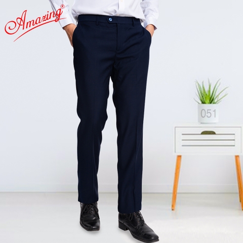 Quần tây âu truyền thống không ly Amazing,màu đen và xanh đen, ống đứng, size lớn tới 110kg