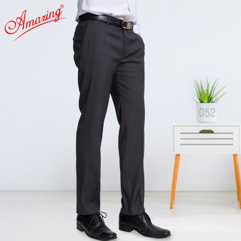 Quần tây âu Amazing không ly form truyền thống, ống suông, màu xám tàn thuốc, big size