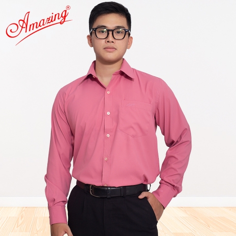 Áo sơ mi nam Amazing tay dài vạt bầu, form truyền thống, vải KT sợi tre, size đại tới 110kg, nhiều màu