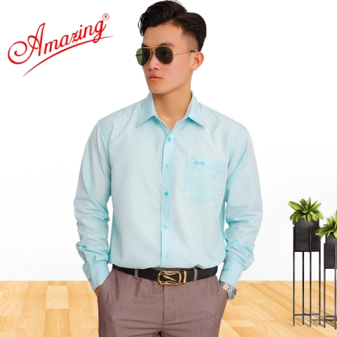 Áo sơ mi nam màu trơn công sở thanh lịch, form regular, dáng xuông tay dài, nhiều màu, size lớn