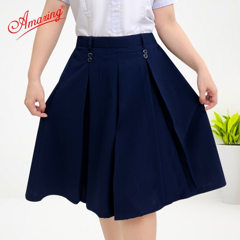 Chân váy Amazing học sinh có quần bên trong có túi, vải lụa gân, lưng chun phía sau